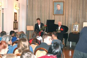 Szymon Nehring and Juliusz Adamowski. 174th Concert for the Youth 'How to Listen to Music?”, Music and Literature Club in Wroclaw <br> 14th April 2016. Photo by Pawel Beresiuk.